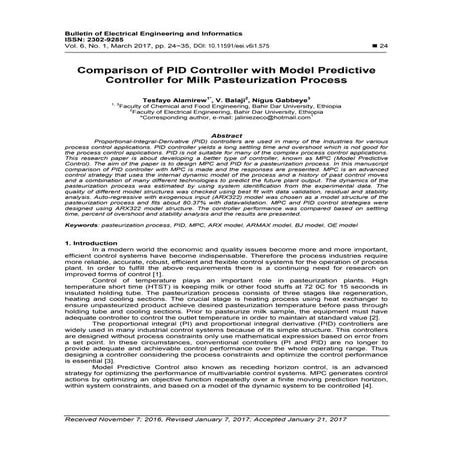 Comparison of PID Controller with Model Predictive Controller for Milk ...
