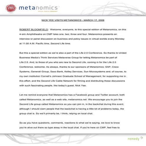 031708 Virtually Social Metanomics Transcript