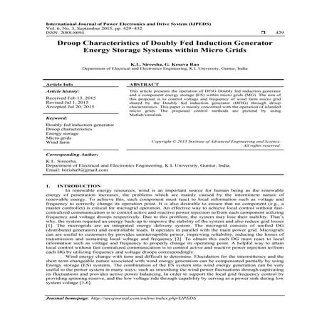 Droop Characteristics of Doubly Fed Induction Generator Energy Storage System...