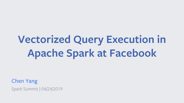 Vectorized Query Execution in Apache Spark at Facebook