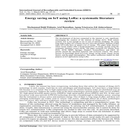 Energy saving on IoT using LoRa: a systematic literature  review