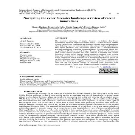 Navigating the cyber forensics landscape a review of recent innovations