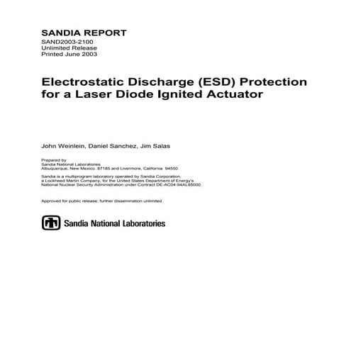 Electrostatic Discharge (ESD) Protection for a Laser Diode Ignited Actuator 