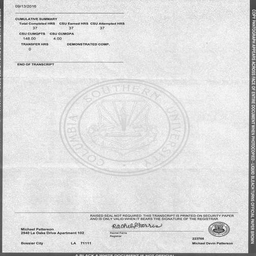 Master's Degree Official Transcript 2