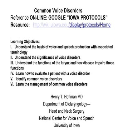common voice disorderscommon voice disorders