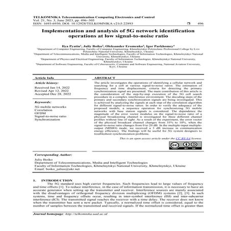 Implementation and analysis of 5G network identification operations at low si...