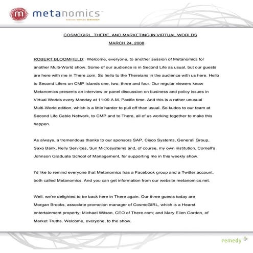032408 Cosmogirl Is There Metanomics Transcript
