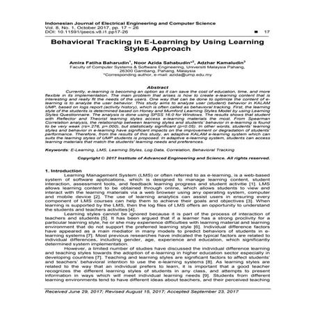 A Survey on Various Learning Styles Used in E-Learning System | PDF