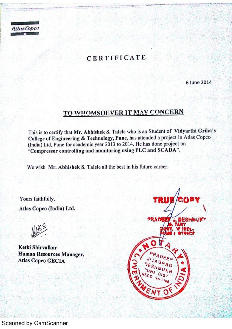 Atlas copco internship picture