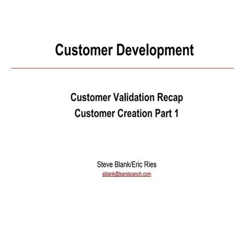 Customer Development/Lean Startup 033010 class 9