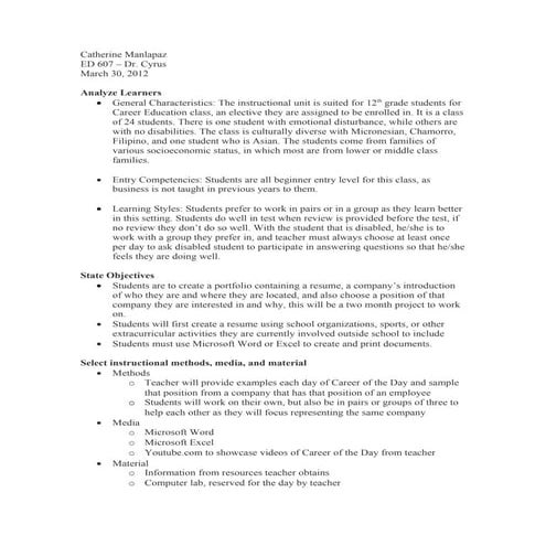 Assure Lesson Plan - assignment #1 