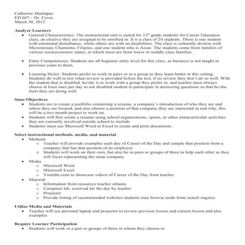 ED607 Assignment #1 - Assure 