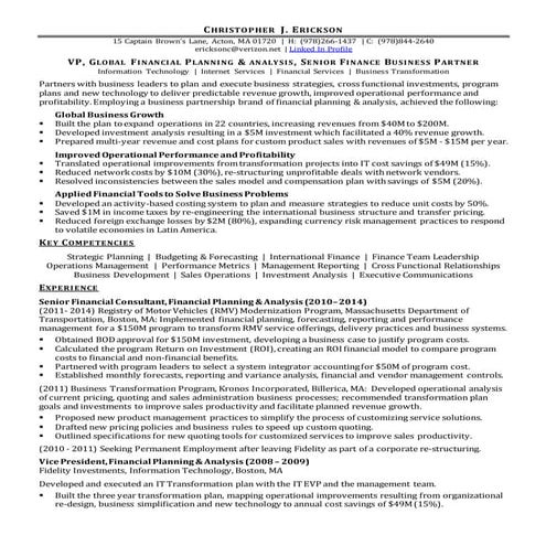 Chris Erickson Resume FP&A