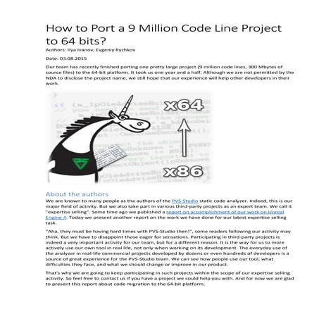 How to Port a 9 Million Code Line Project to 64 bits? 
