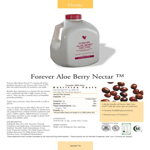 Forever Aloe Berry Nectar - Forever Living Products | PDF