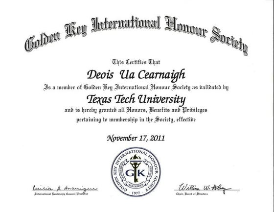 Golden Key Certificate | PDF