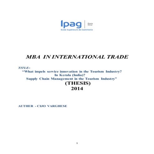 Supply Chain of Tourism in Kerala