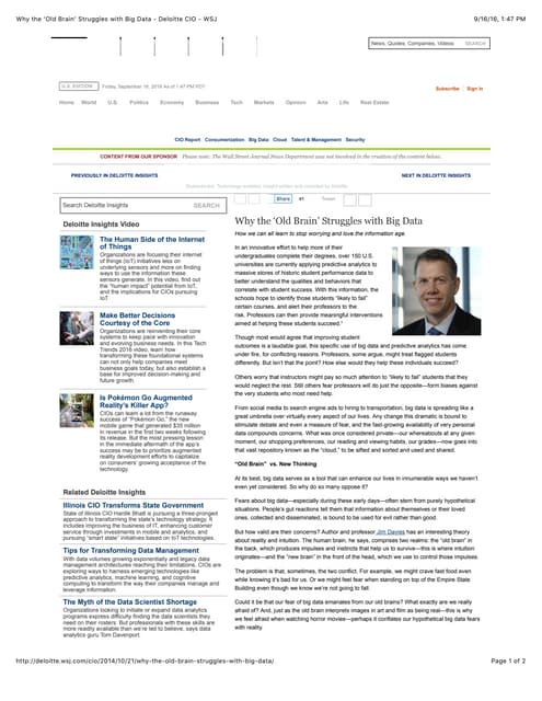 Why the ‘Old Brain’ Struggles with Big Data - Deloitte CIO - WSJ