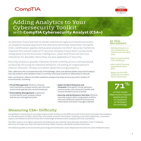 Adding Analytics to your Cybersecurity Toolkit with CompTIA Cybersecurity Ana...