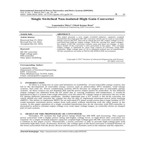 Single Switched Non-isolated High Gain Converter