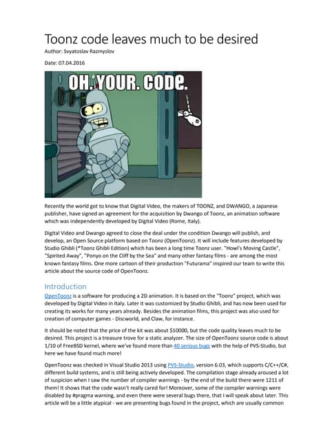 Toonz code leaves much to be desired