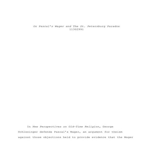 On Pascal’s Wager and The St. Petersburg Paradox