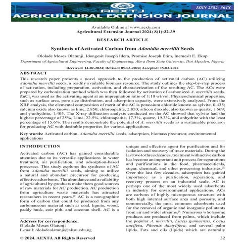 Synthesis of Activated Carbon from Adonidia merrillii Seeds | PDF