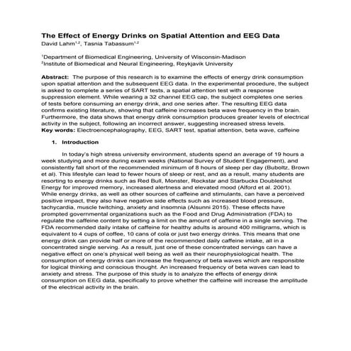 The Effect of Energy Drinks on Spatial Attention and EEG Data | PDF
