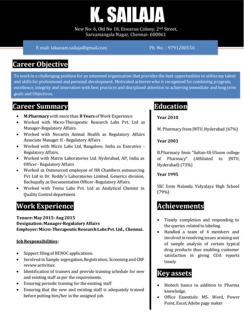 K.Sailaja CV