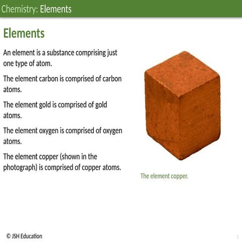 JSH03C004 Elements; Chemistry Education ages 11-14 | PPTX