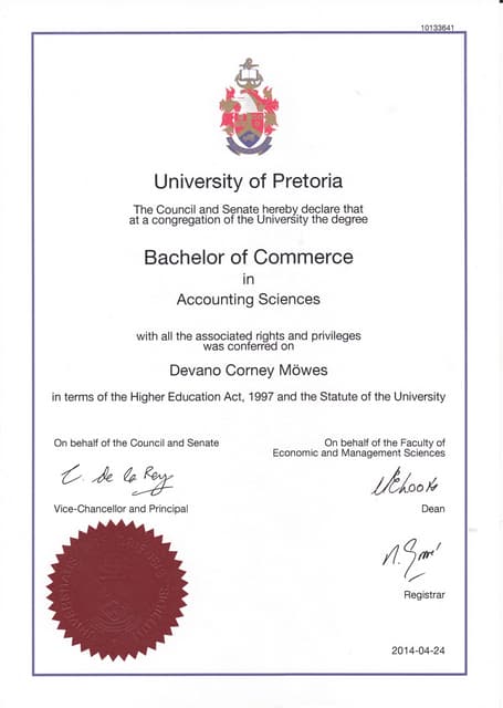 BCom Accounting Sciences UP 2013
