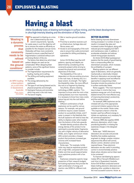 An Overview of Explosive Energy Utilization in Mining | PDF | Chemistry ...