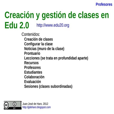 Creacion y gestion de clases con Edu2.0