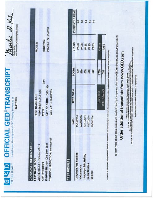 ged transcript | PDF
