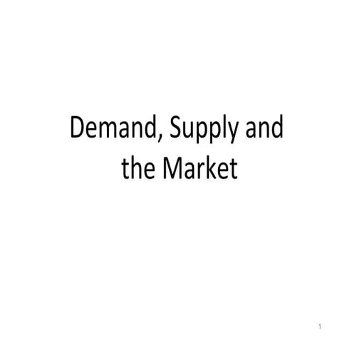 Business Economics 03 Demand, Supply and the Market
