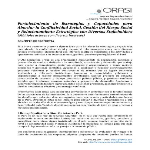 Proyectos en el conflictividad social, gestión del riesgo social y relacionam...