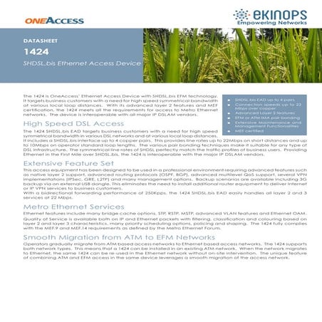 03ds-1424-ekinops equipo metroethernet cantv | PDF