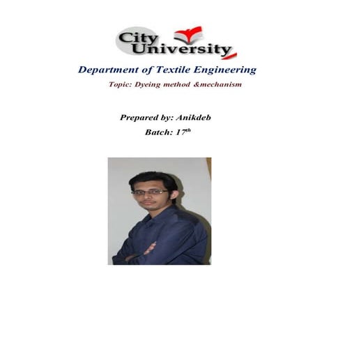 City University textile department, topic: cotton dyeing method with reactive...