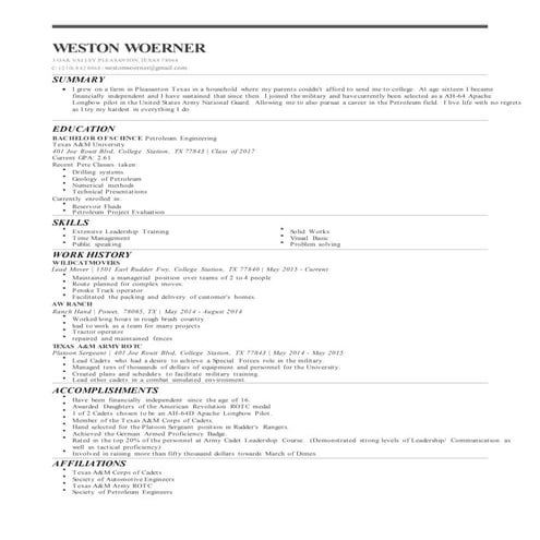 Rotc scholarship resume | DOCX