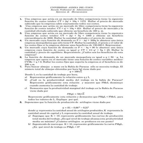 Ejercicios de Microeconomía