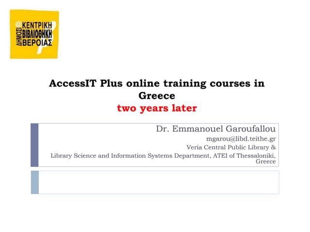 AccessITplus online training courses in Greece: two years later