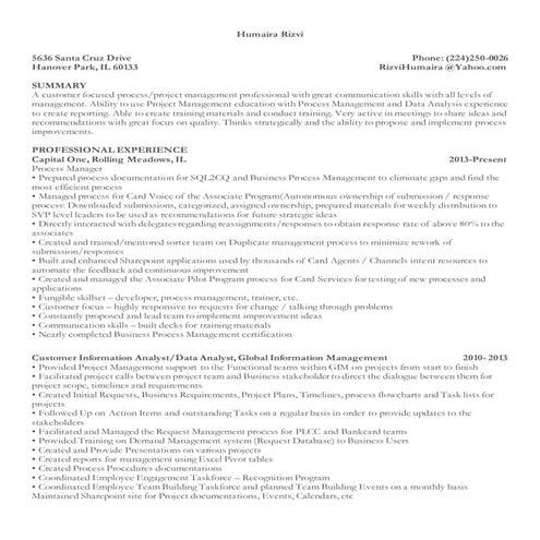 Humaira Rizvi Resume | DOCX