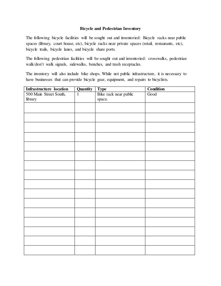 Blank inventory sheet