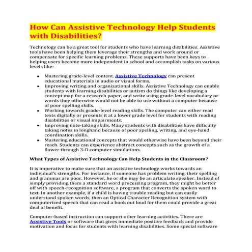 How Can Assistive Technology Help Students with Disabilities?