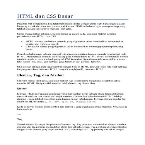 webdesign dasar : 03 html dan css dasar | DOCX