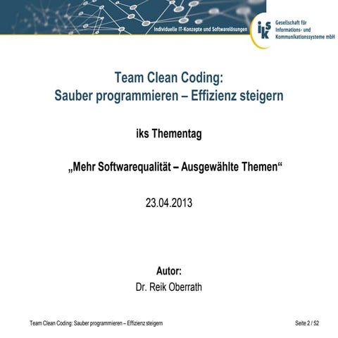Mehr Softwarequalität: TeamCleanCoding