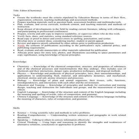 03 Job Analysis  Editor (Chemistry)