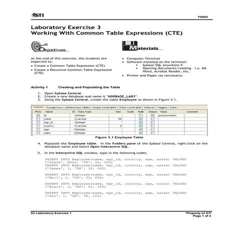 03 laboratory exercise 1 - WORKING WITH CTE