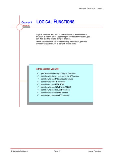 Logical functions in excel | PPT