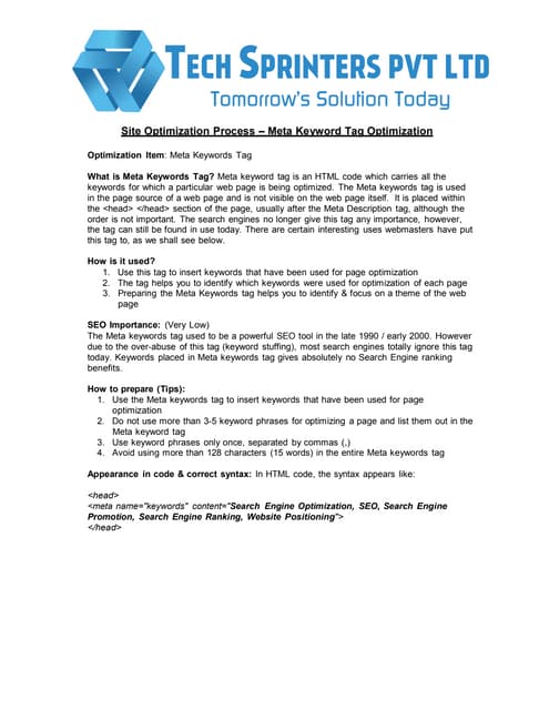 Site Optimization Process – Meta Keyword Tag Optimization03 meta keyword opti...